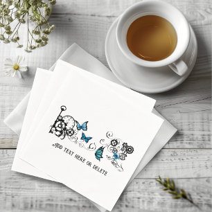 Serviette En Papier Papillons bleus tribaux Steampunk