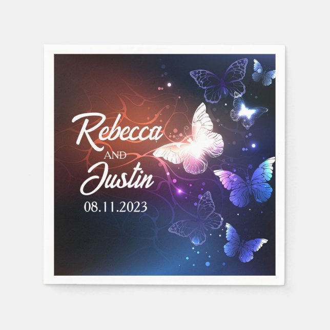 Serviette En Papier Papillons brillants Neon Boho Napkins (Devant)