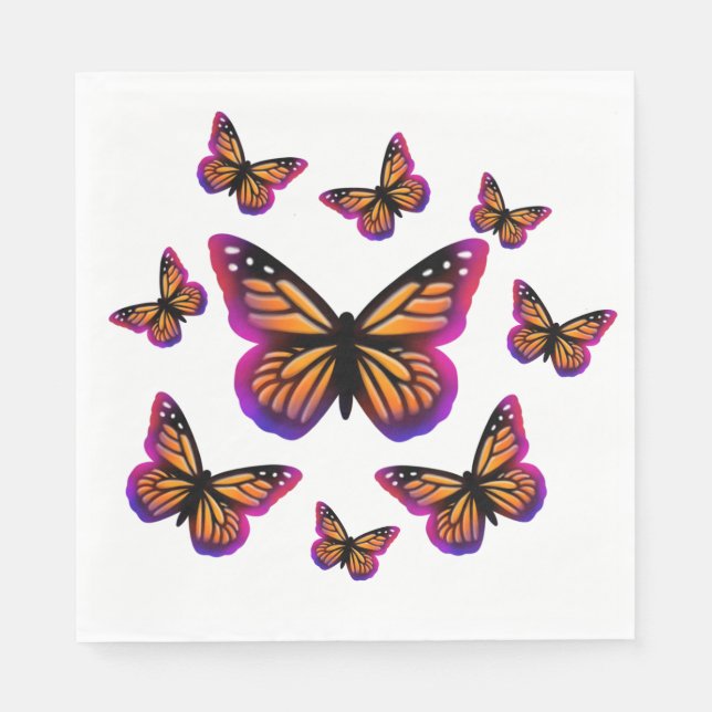 Serviette En Papier Papillons couleur aquarelle (Devant)