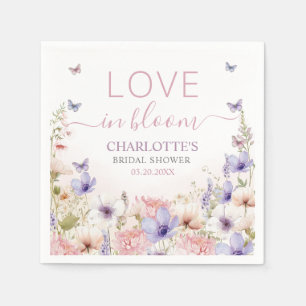 Serviette En Papier Papillons de Fleur Sauvage Rose Violet Amour en Fl