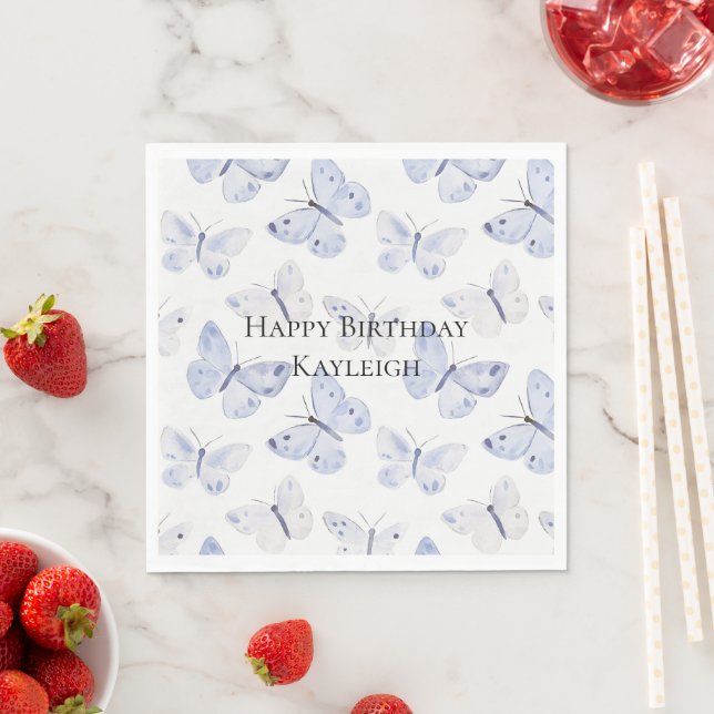 Serviette En Papier Papillons de lavande violet Anniversaire (En situation)