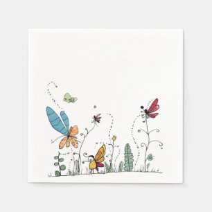 Serviette En Papier papillons et fées thème