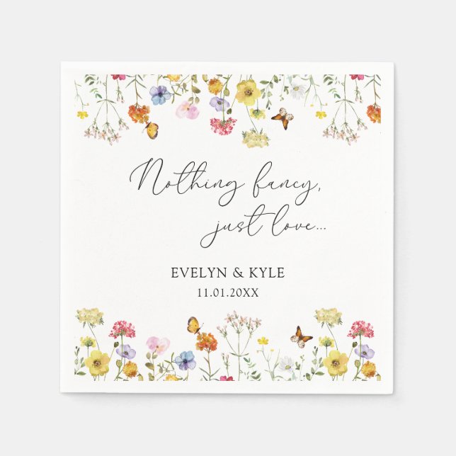 Serviette En Papier Papillons fleurs sauvages Boho Rien de Mariage fan (Devant)