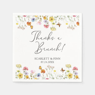 Serviette En Papier Papillons fleurs sauvages Merci un Mariage Brunch