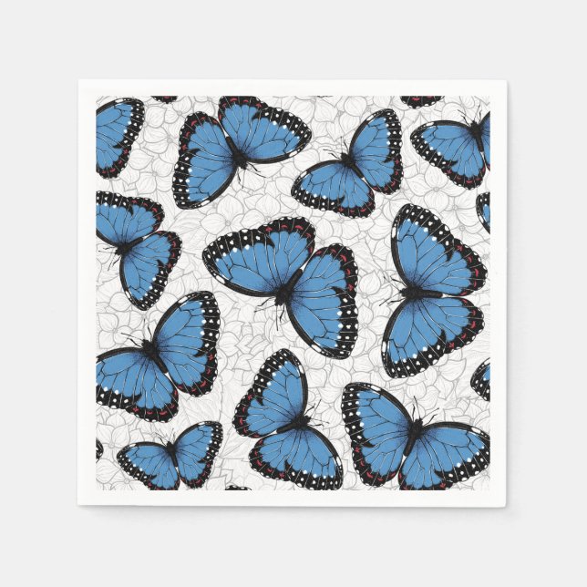 Serviette En Papier Papillons morpho bleu (Devant)