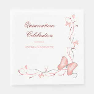 Serviette En Papier Papillons roses Quinceañera