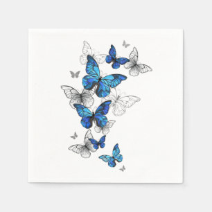 Serviette En Papier Papillons volants bleus Morpho