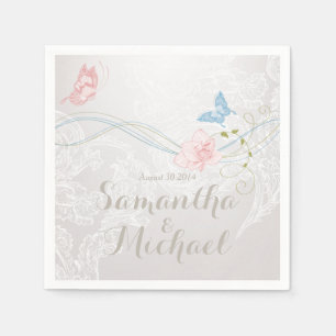 Serviette En Papier Papillons Whimsical et Mariage de dentelle
