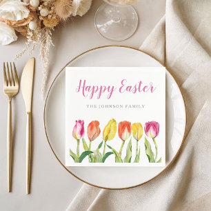Serviette En Papier Pâques Floral Tulipe Coloré Élégant Joyeux