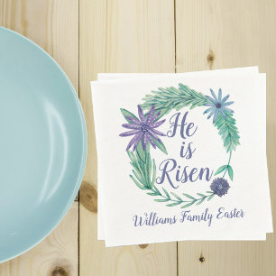Serviette En Papier Pâques Il est ressuscité Religieux Pâques Floral C