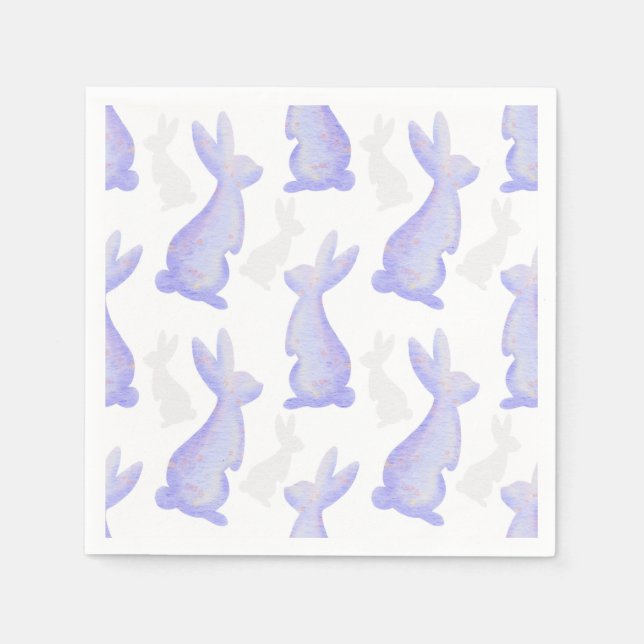 Serviette En Papier Pâques joyeuses - motif de Bunny pourpre (Devant)