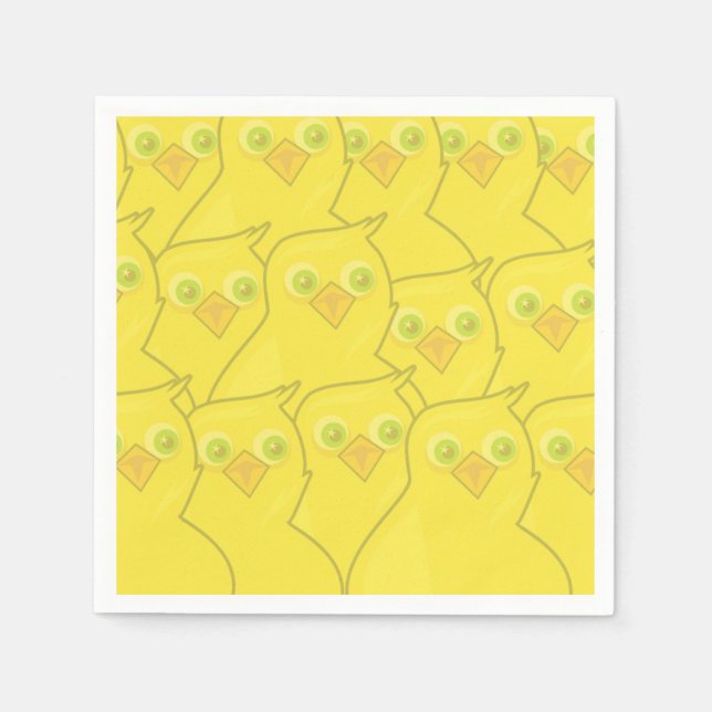 Serviette En Papier Pâques Poulets brillant Jaune Motif de dessin (Devant)