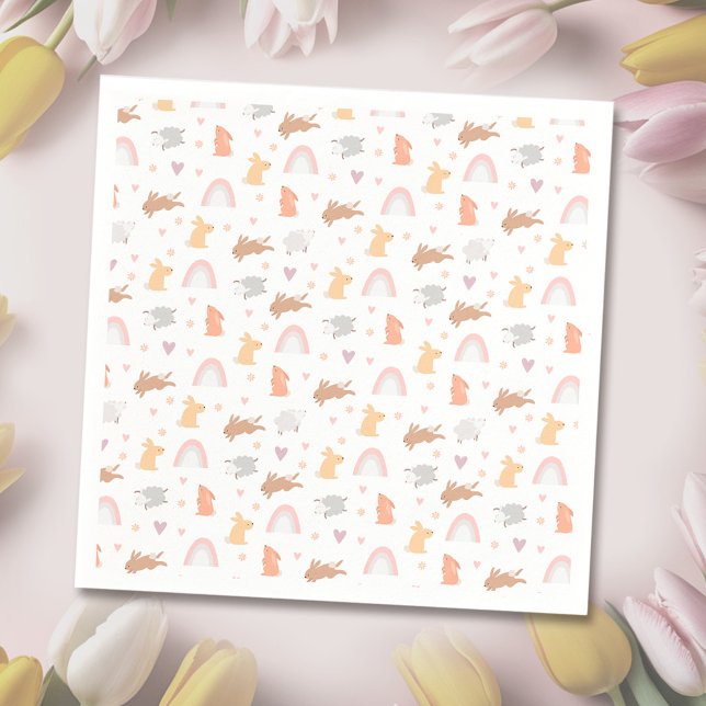 Serviette En Papier Pâques Printemps Anniversaire Bunny Motif (Easter Spring Birthday Bunny Pattern Napkins)