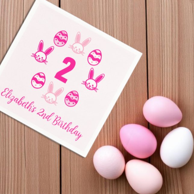 Serviette En Papier Pâques rose 2e anniversaire (Créateur téléchargé)