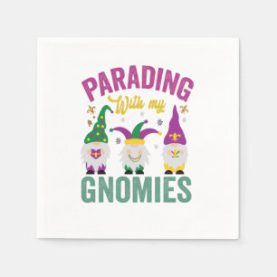 Serviette En Papier Parader avec mes Gnomies Funny Mardi Gras Gnomes