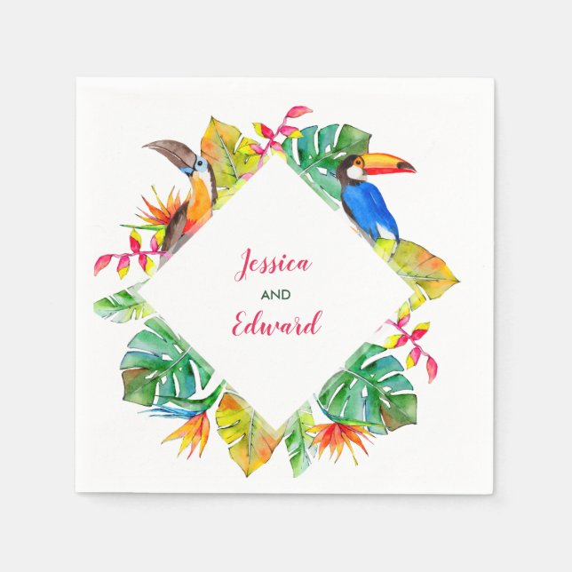Serviette En Papier Paradis tropical Floral Mariage hawaïen (Devant)