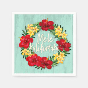 Serviette En Papier Paradis tropical Hawaiian Holiday Wreath Wood