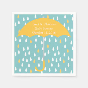 Serviette En Papier Parapluie rose et papier Baby shower de pluie