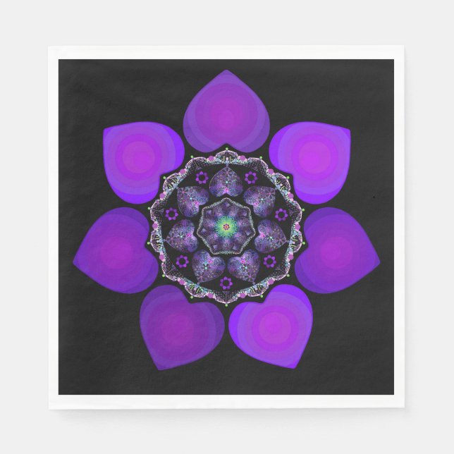 Serviette En Papier Parapluie violet & coeurs .7 (Devant)