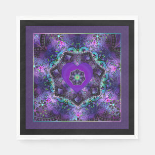 Serviette En Papier Parapluie violet & coeurs .7