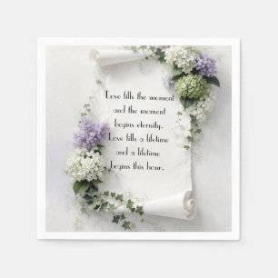 Serviette En Papier Parchemin de mariage aux lilas et hydrangeas 