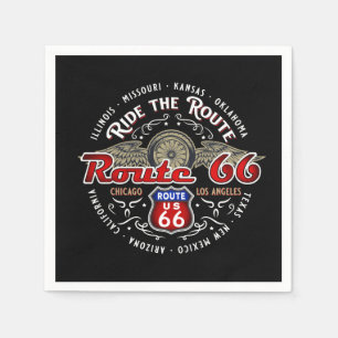 SERVIETTE EN PAPIER PARCOURIR LA ROUTE US ROUTE 66 BIKER MOTORCYCLE PA