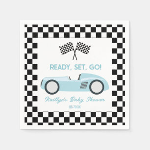 Serviette En Papier Parcours de course bleu - Partir Baby shower