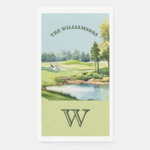 Serviette En Papier Parcours de golf en famille pour chariot Monogramm