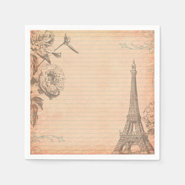 Serviette En Papier Paris France Eiffel Tour Shabby Chic serviettes (Devant)
