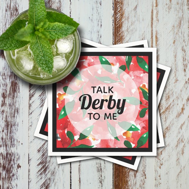 Serviette En Papier Parlez Derby à moi Roses rouges Floral (Talk Derby to Me on red roses collage floral cocktail napkins)