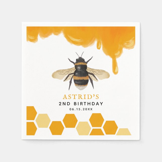 Serviette En Papier Parti Anniversaire de enfant de Bumblebee Jaune (Devant)
