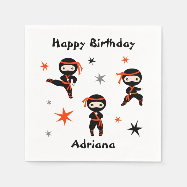 Serviette En Papier Parti Anniversaire de enfant guerrier de Cute Ninj (Devant)