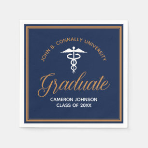 Serviette En Papier Parti de graduation de l'école Médicale d'or bleu 