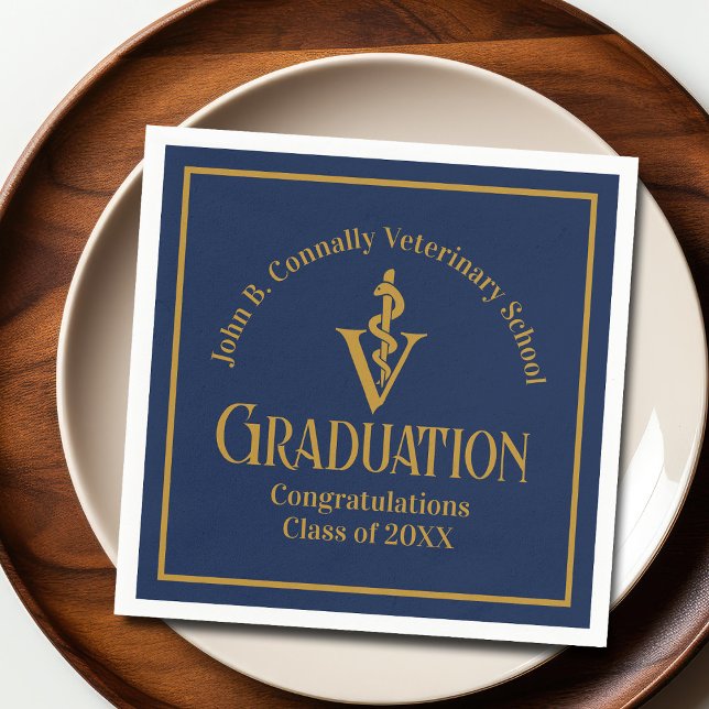 Serviette En Papier Parti de graduation de l'école vétérinaire Blue Go (Créateur téléchargé)
