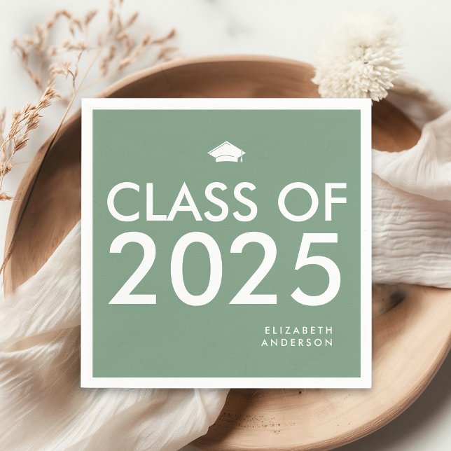 Serviette En Papier Parti de Graduation Vert Gras Moderne (Créateur téléchargé)