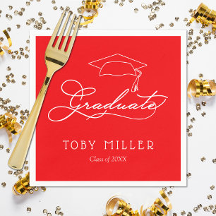 Serviette En Papier Parti de la graduation rouge