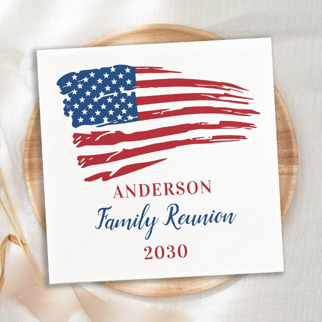Serviette En Papier Parti de la réunion de famille du drapeau patrioti (Créateur téléchargé)