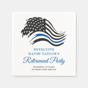 Serviette En Papier Parti de retraite de la police Ligne bleue mince