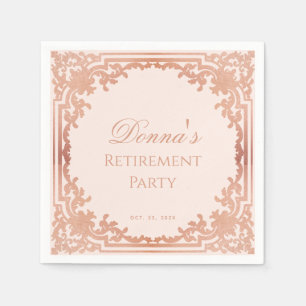 Serviette En Papier Parti de retraite Élégant rose Rose Or Vintage