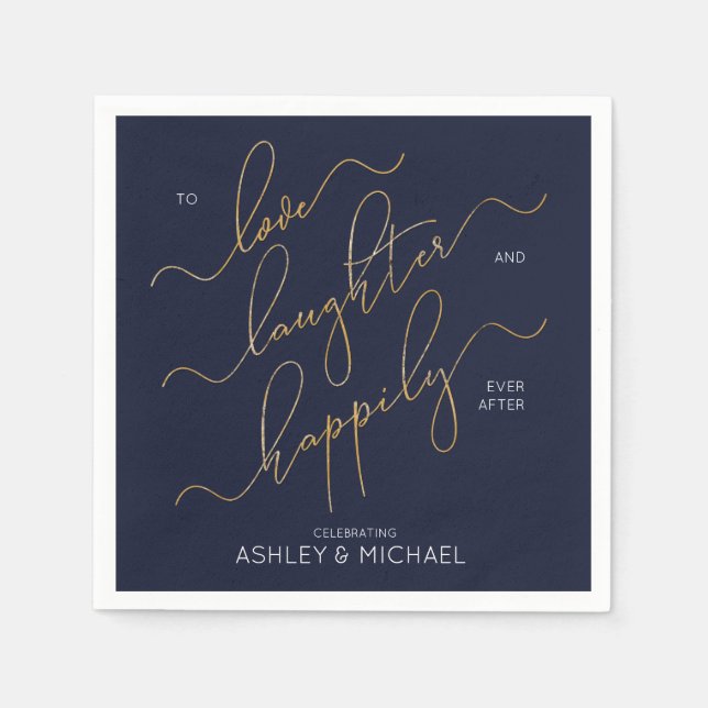 Serviette En Papier Parti d'engagement de la Marine Blue Gold (Devant)