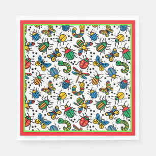Serviette En Papier Parti des insectes et des bogues mignons