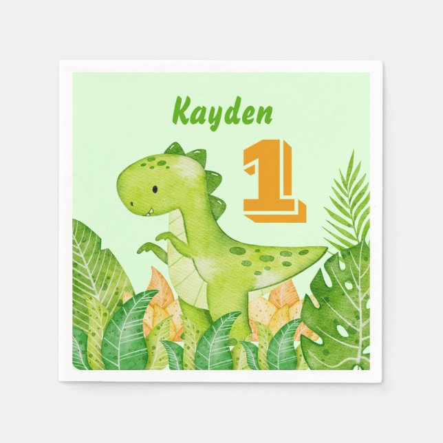 Serviette En Papier Parti Dinosaur personnalisé (Devant)