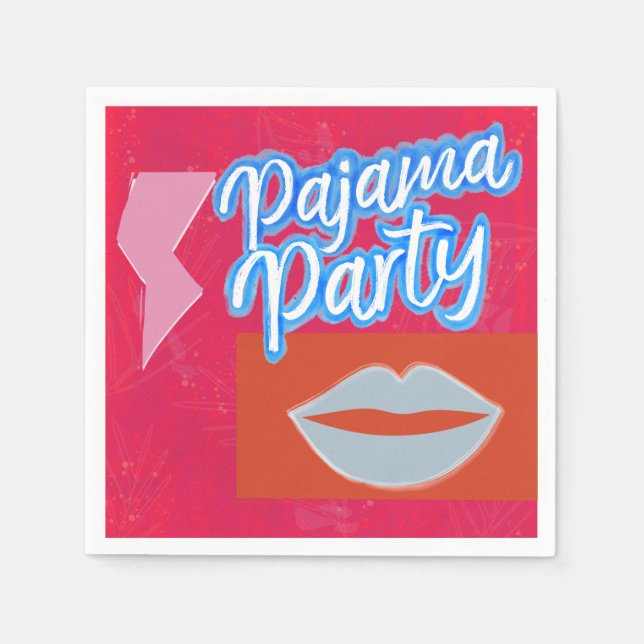 Serviette En Papier Parti du pyjama Neon Preppy (Devant)