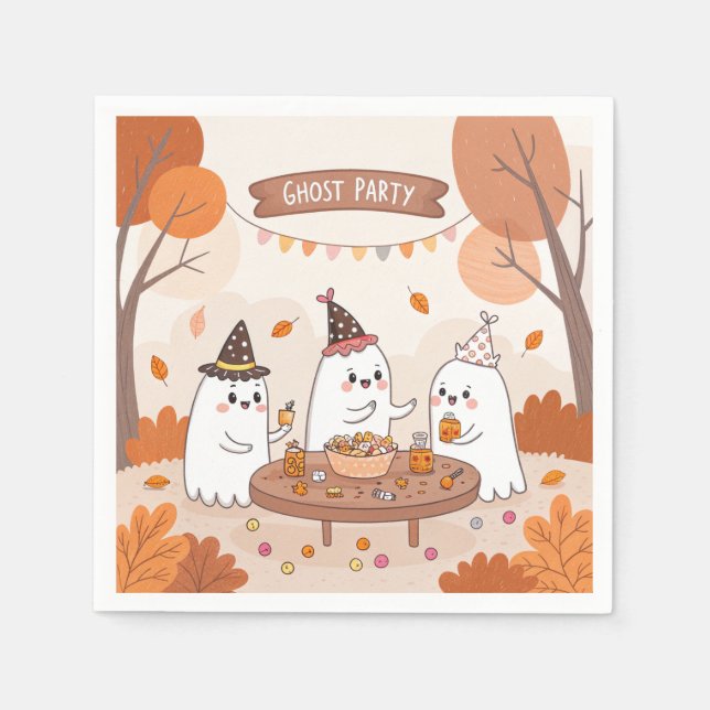 Serviette En Papier Parti fantôme d'Halloween (Devant)