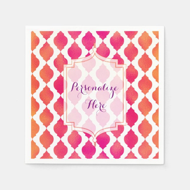 Serviette En Papier Parti Glam marocain rose et orange (Devant)