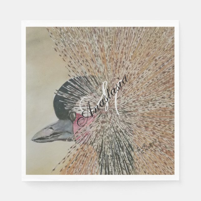 SERVIETTE EN PAPIER PARTI MONOGRAMME AFRICAIN CRANE BIRD (Devant)
