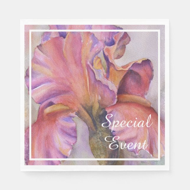 Serviette En Papier Parti rose Iris (Devant)