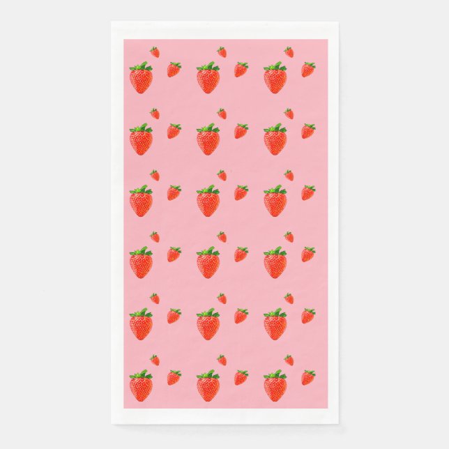 Serviette En Papier Parti rose Motif aux fraises rouges (Devant)