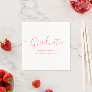 Serviette En Papier Partie de graduation minimaliste de type de script
