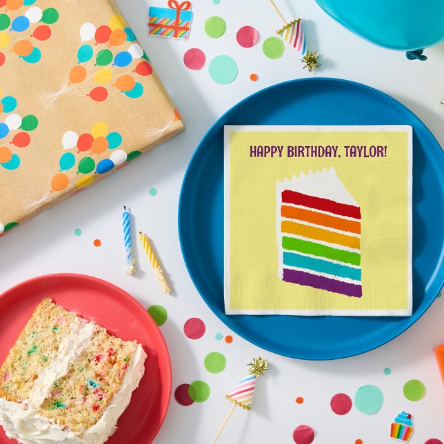 Serviette En Papier Partie de Rainbow Cake Custom Party (Créateur téléchargé)